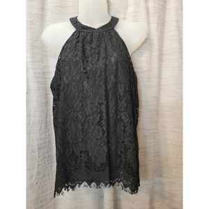 SALE-Paper Crane women's black lace overlay women's swing bridge top size small